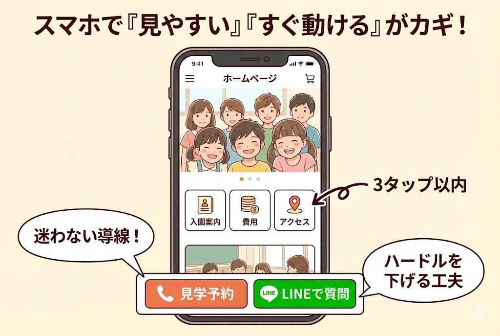 スマホで見やすく「すぐ動ける」がカギ