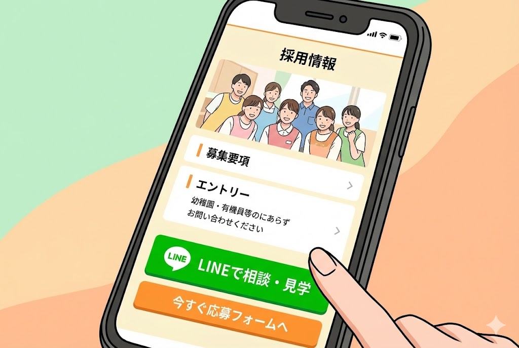 スマホで見やすい採用ページと応募ボタン