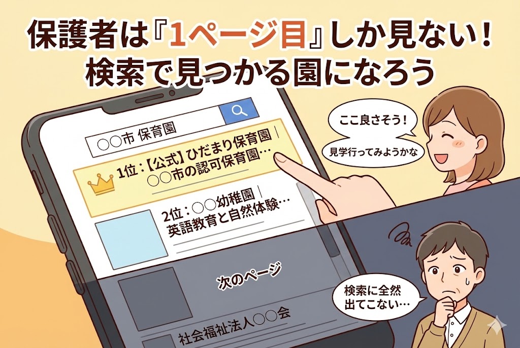 保護者は「1ページ目」しか見ない!検索で見つかる園になろう