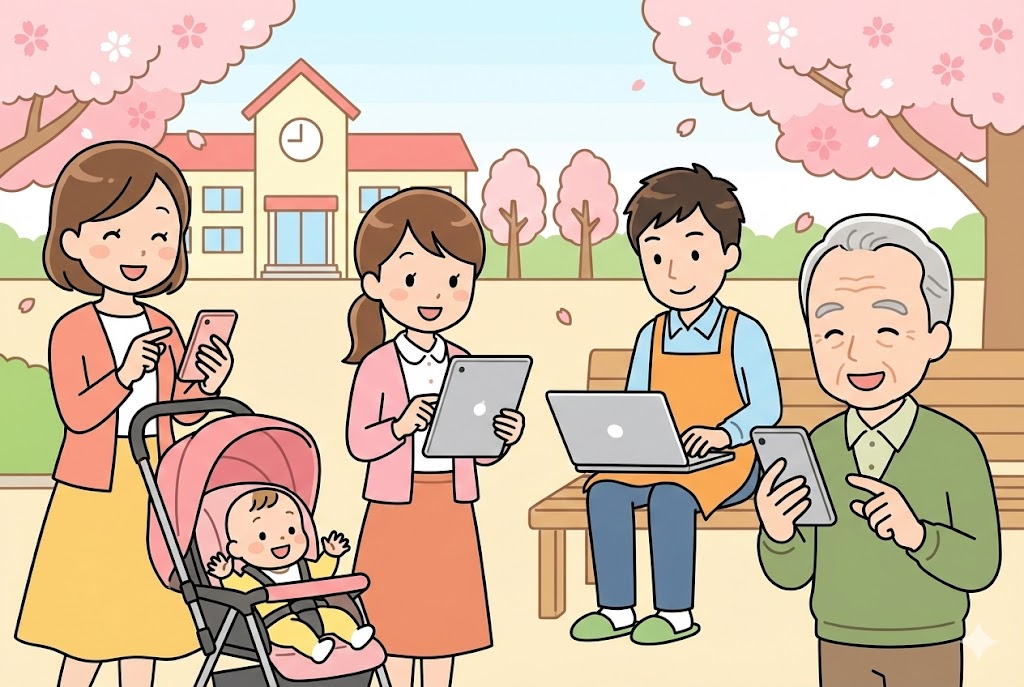 園のホームページを見る様々なターゲット層