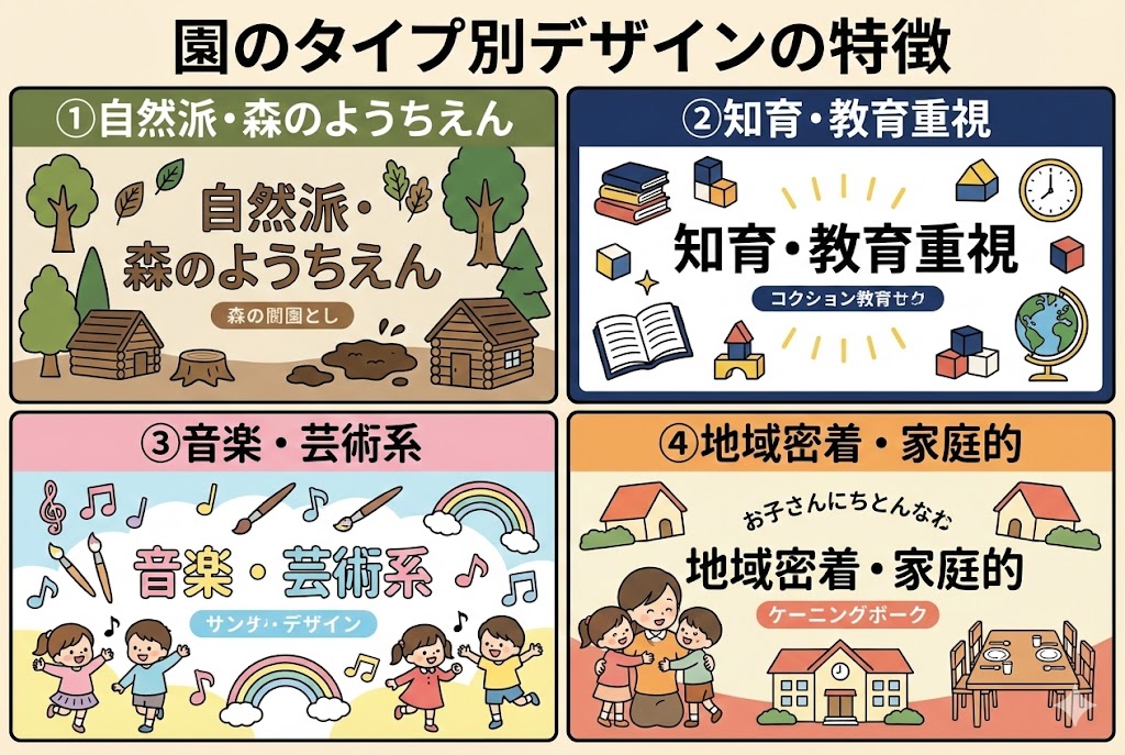 園の特徴に合わせた4つのデザインタイプ