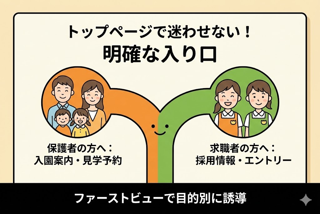 採用と園児募集の両立を意識したホームページ構成図